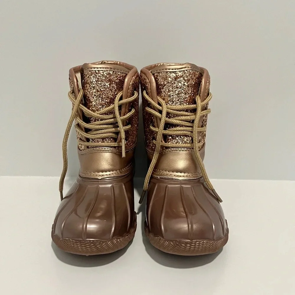 JOSMO Girls Rose Gold Glitter Duck Boots size 2